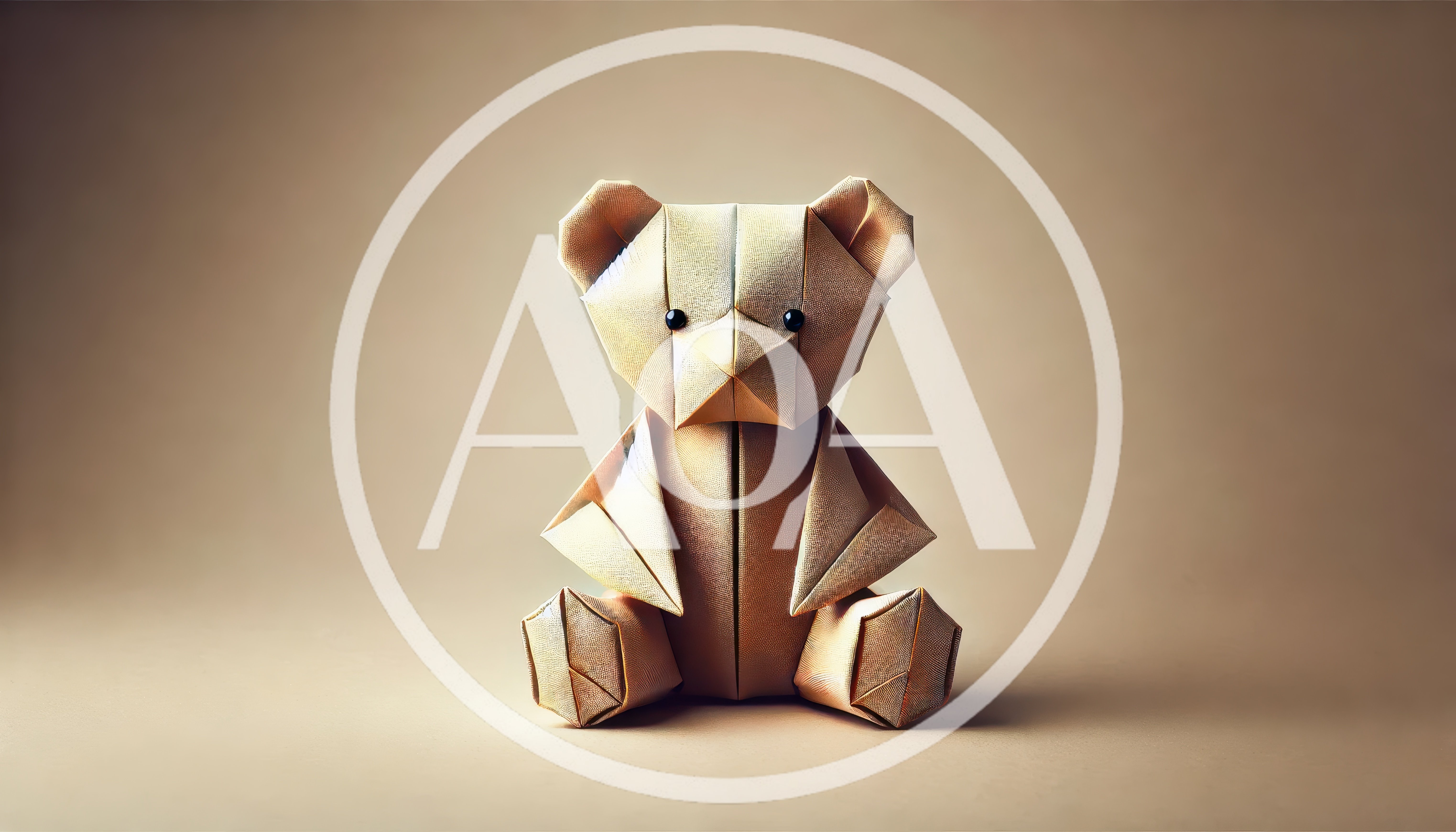 Origami Paper Teddy Bear On Neutral Background