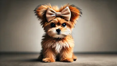 Adorable Small Puppy With A Decorative Bow