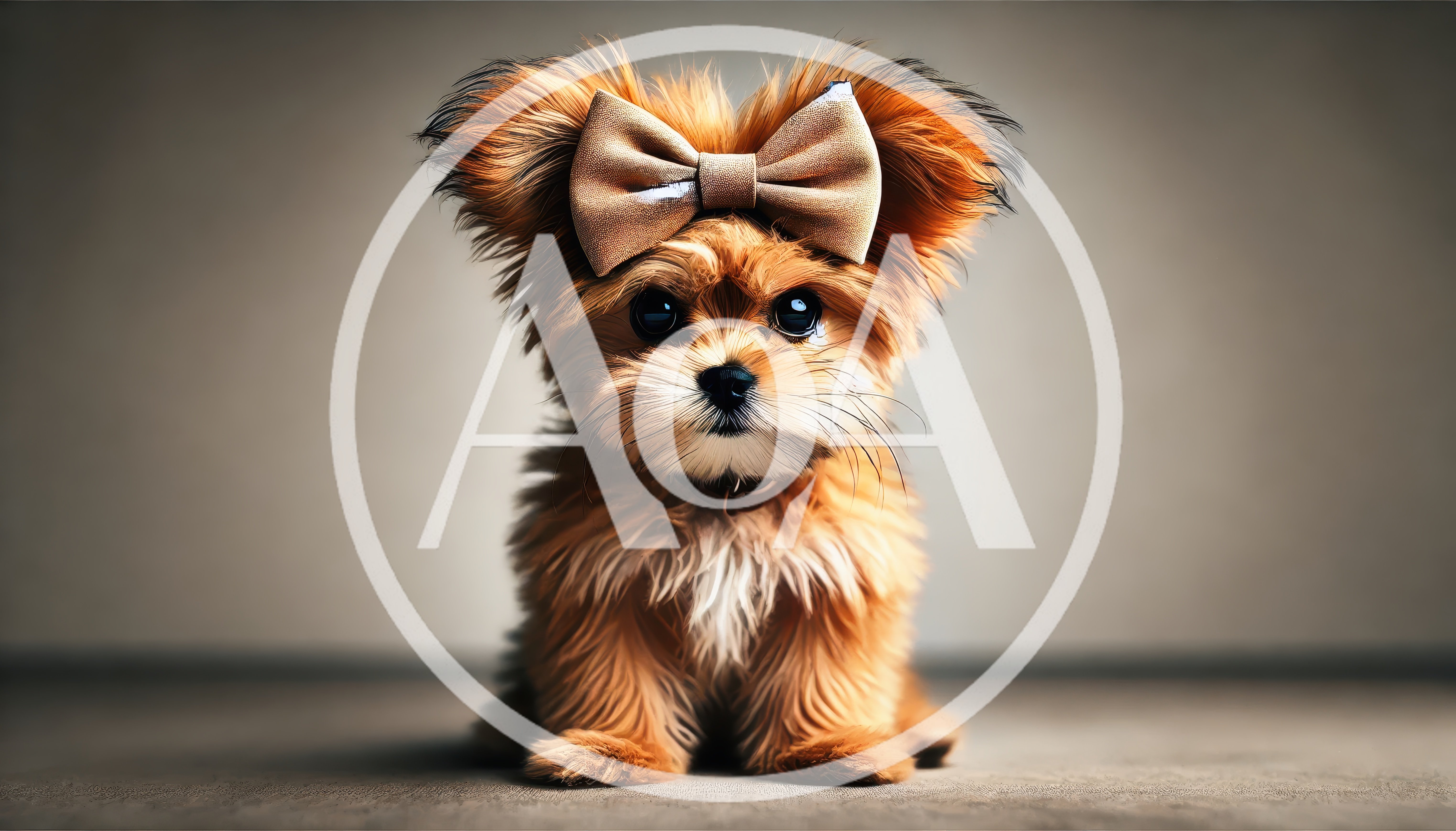 Adorable Small Puppy With A Decorative Bow