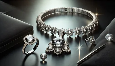 Luxury Diamond Jewelry Set on Dark Background