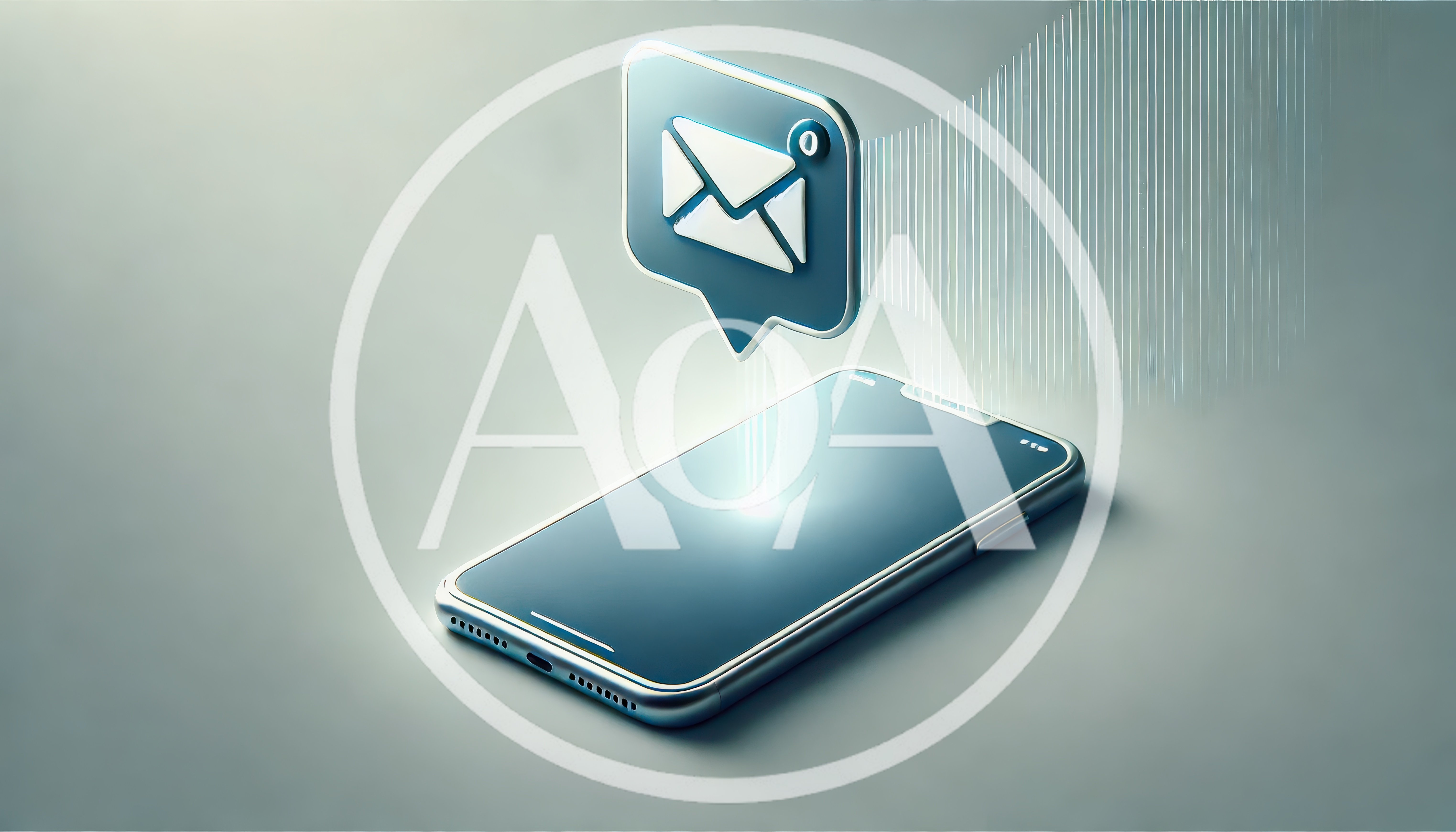 3D Smartphone With Floating Email Notification Icon