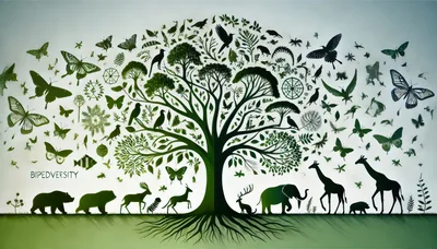 Silhouette Tree Of Life With Diverse Wildlife And Insects