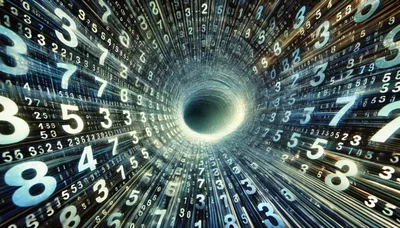 Digital Tunnel Of Floating Glowing Numbers