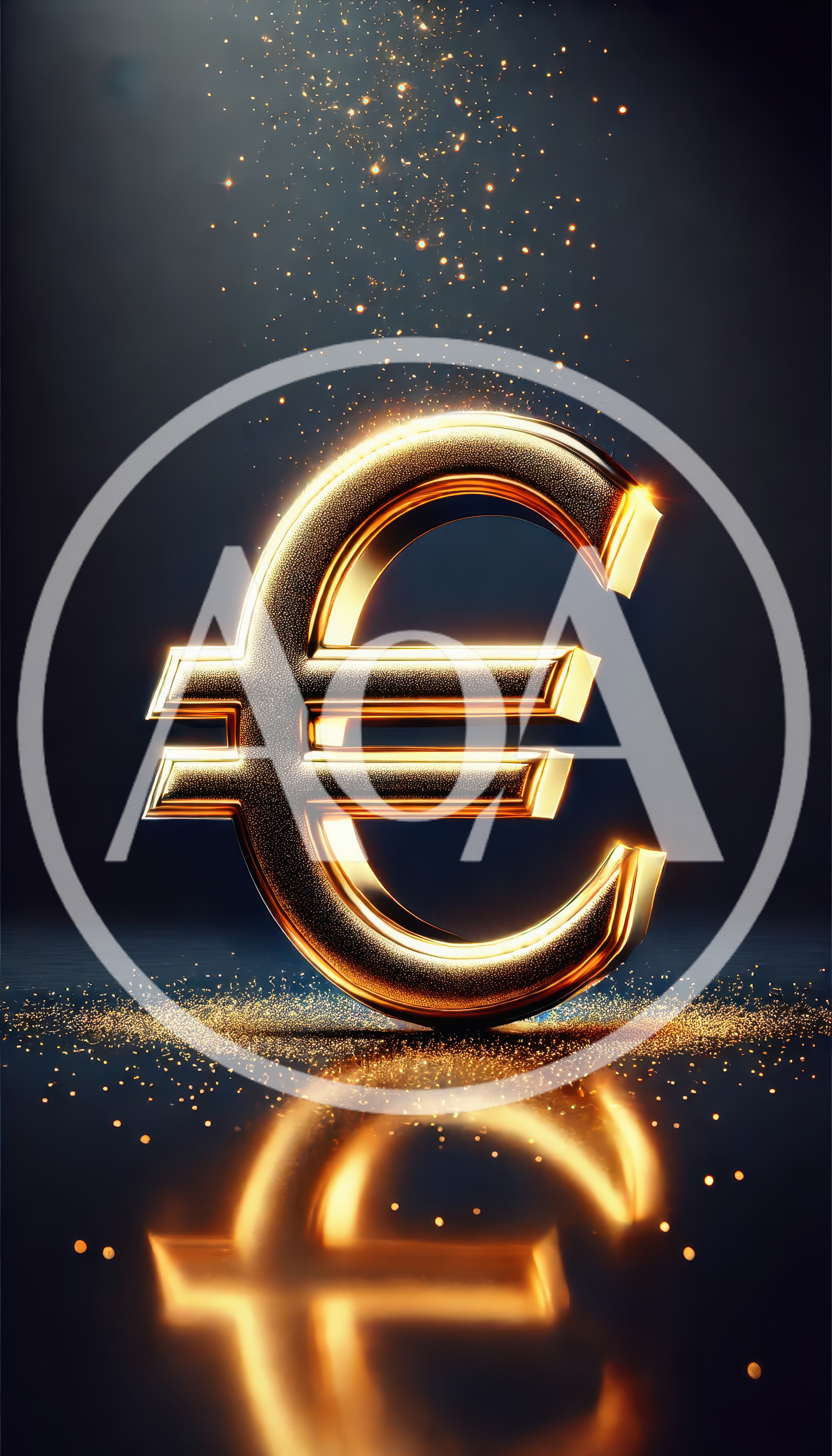 Golden Euro Currency Symbol With Glittering Particles