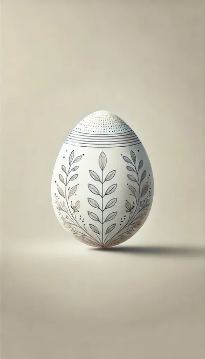 Minimalist Decorative Easter Egg With Botanical Line Art