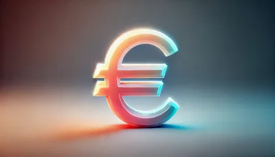 Glowing Three Dimensional Euro Currency Symbol