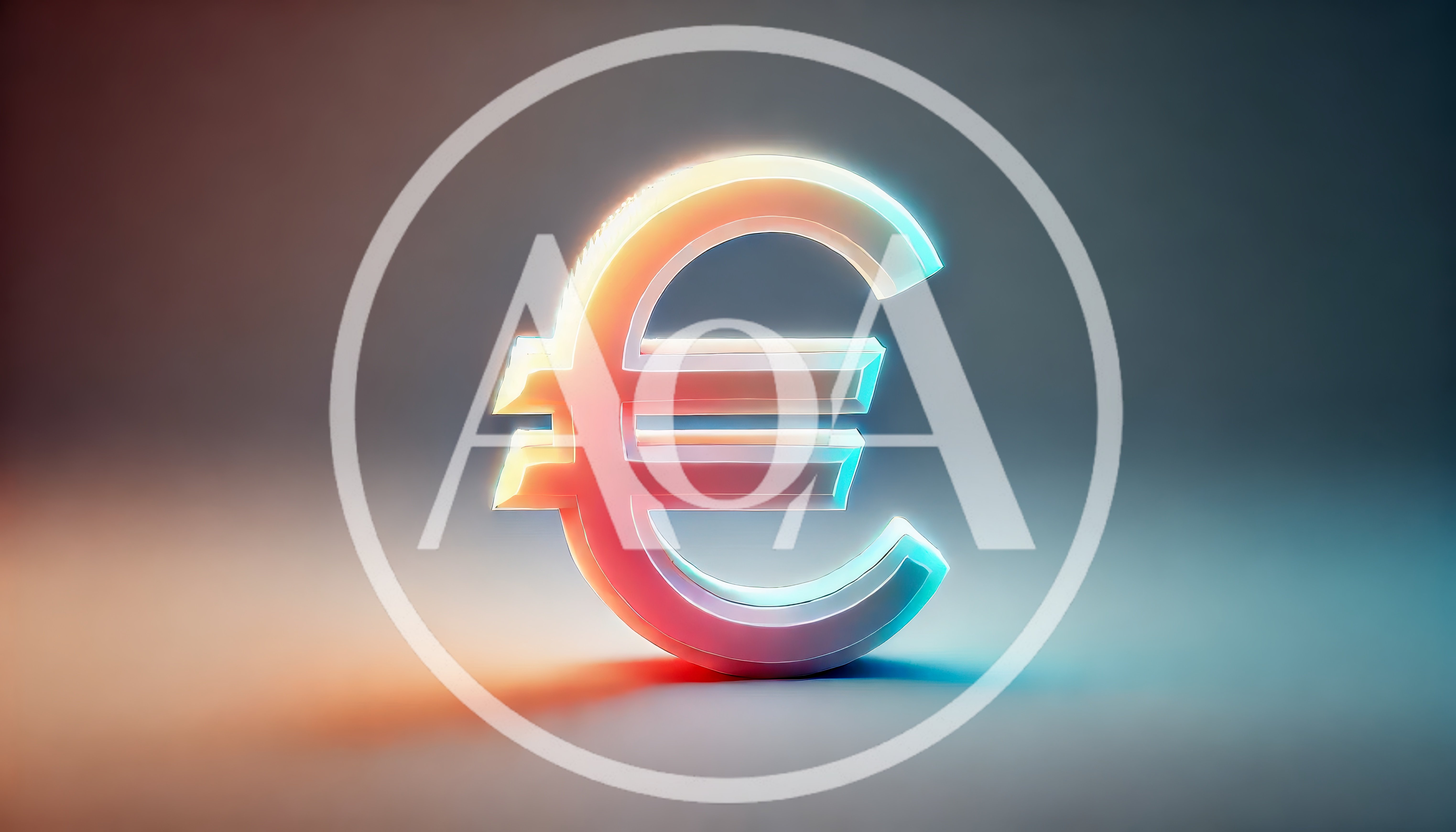 Glowing Three Dimensional Euro Currency Symbol