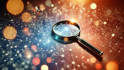 Magnifying Glass Over Digital Network Data Visualization