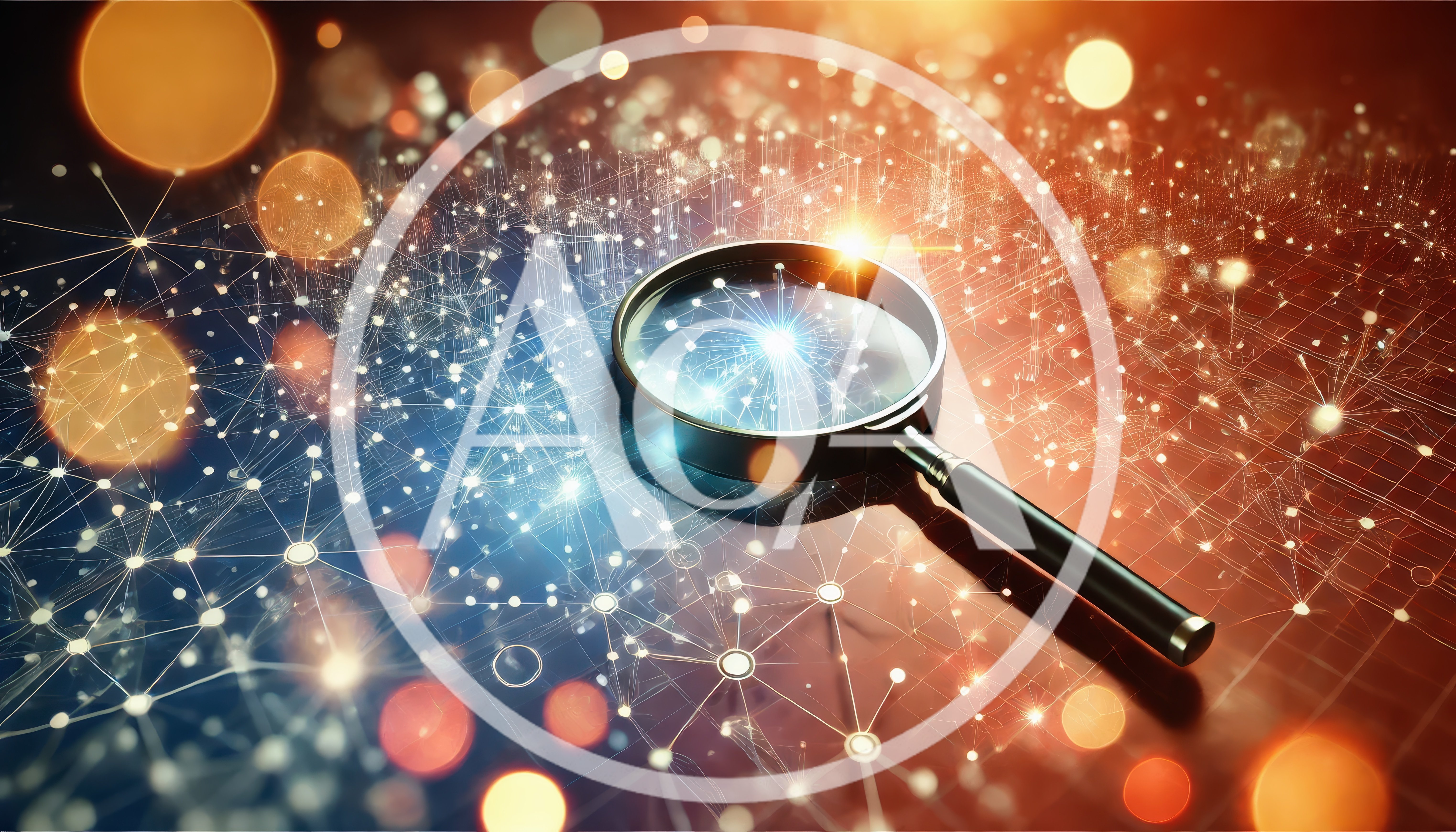 Magnifying Glass Over Digital Network Data Visualization