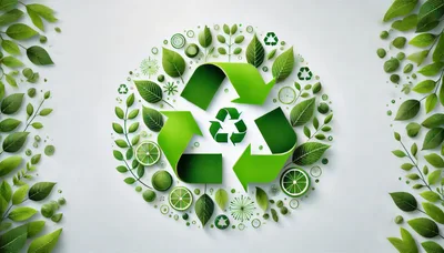 Recycle Symbol Surrounded By Green Leaves And Citrus