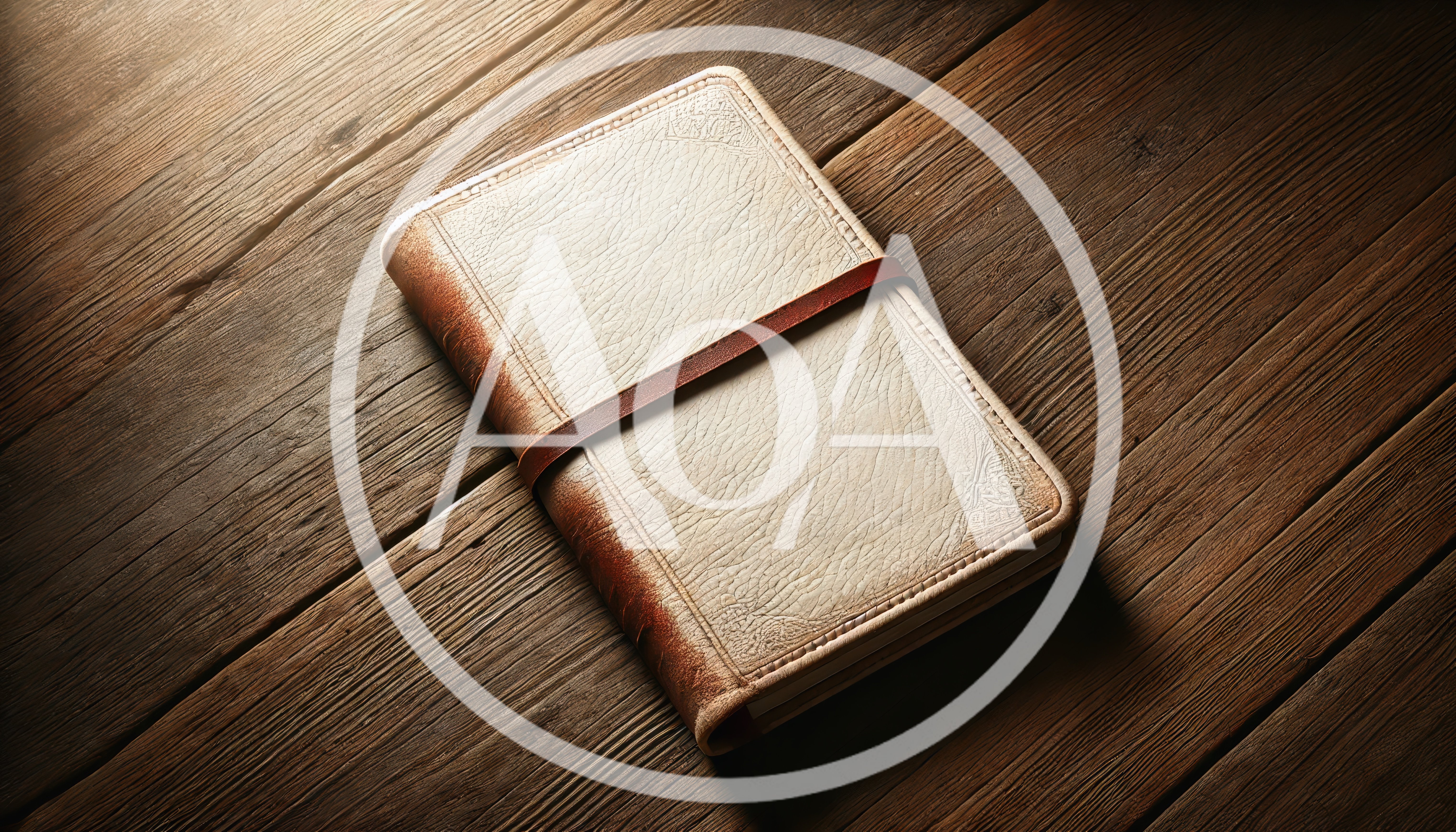 Vintage Leather Journal On Rustic Wooden Table