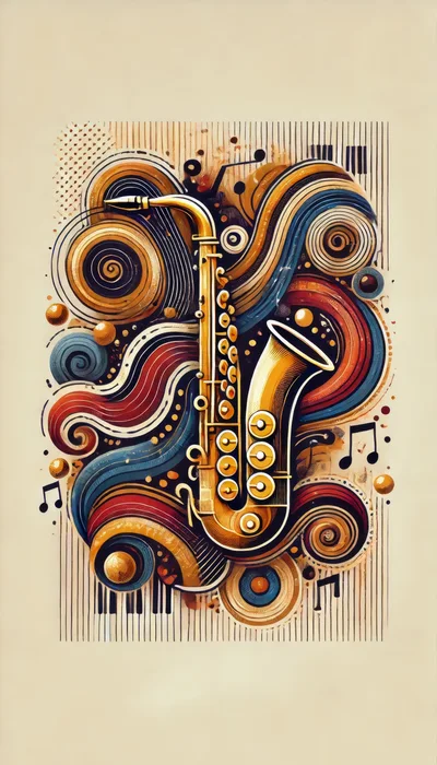 Abstract Jazz Saxophone Illustration With Musical Elements