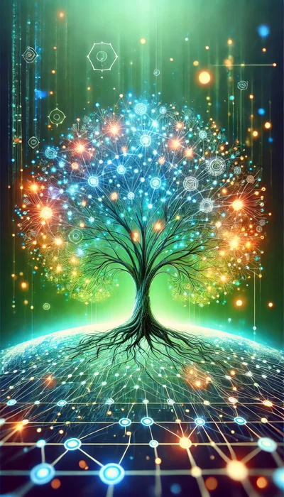 Digital Tree Of Life With Network Connections
