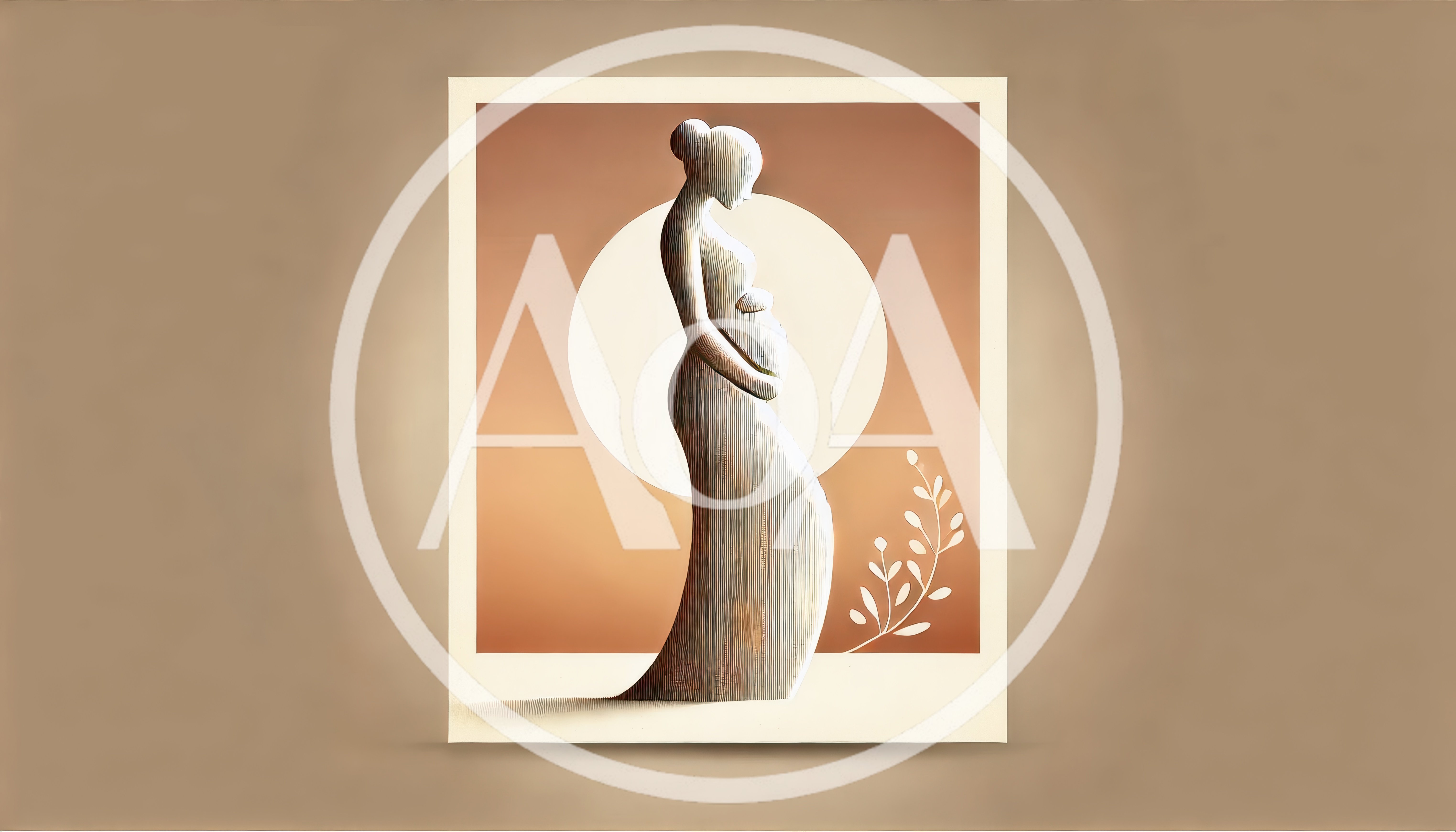 Stylized Line Art Illustration Of A Pregnant Woman