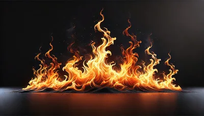 Vibrant Fire Flames Rising From Dark Surface