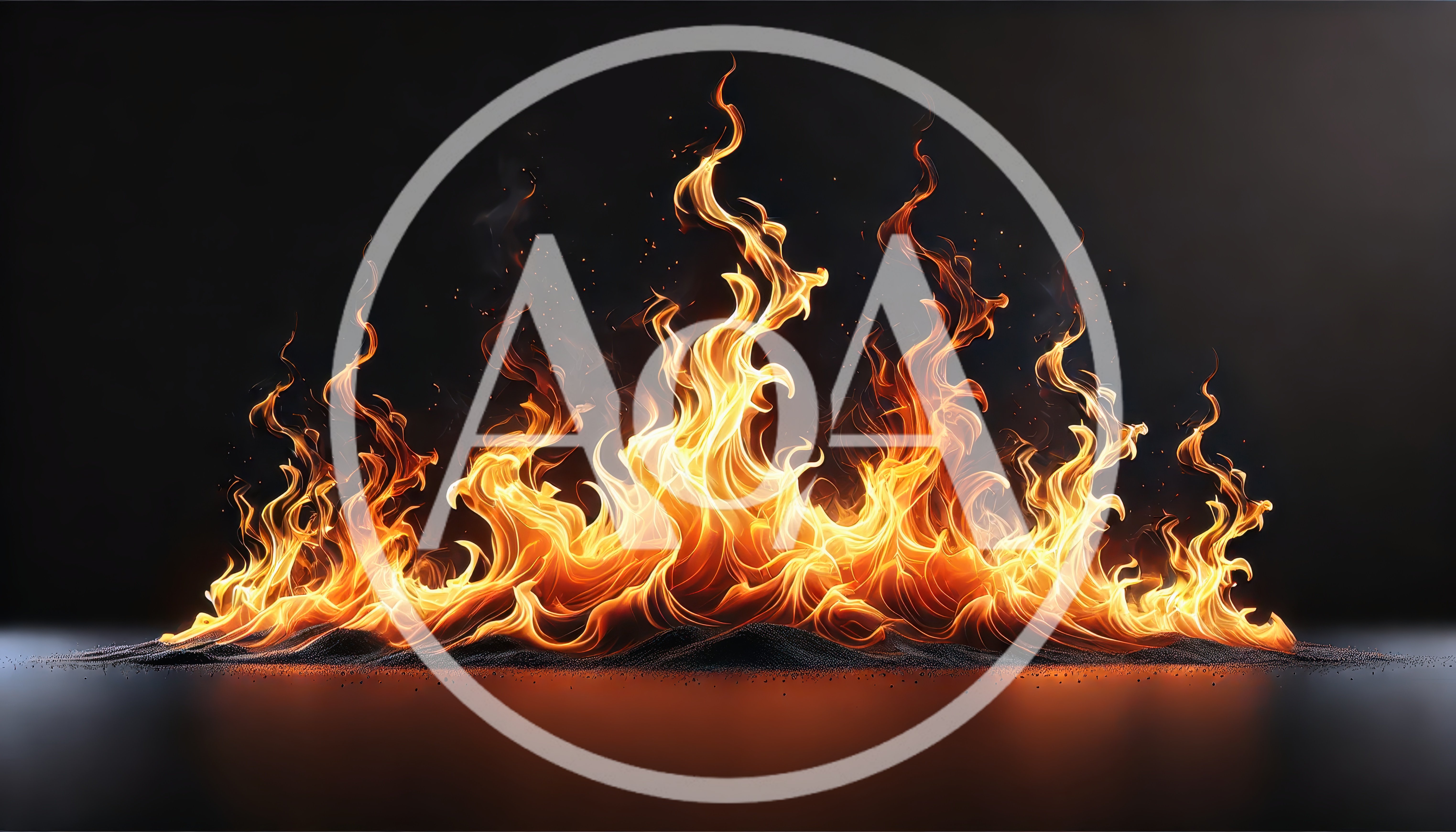 Vibrant Fire Flames Rising From Dark Surface