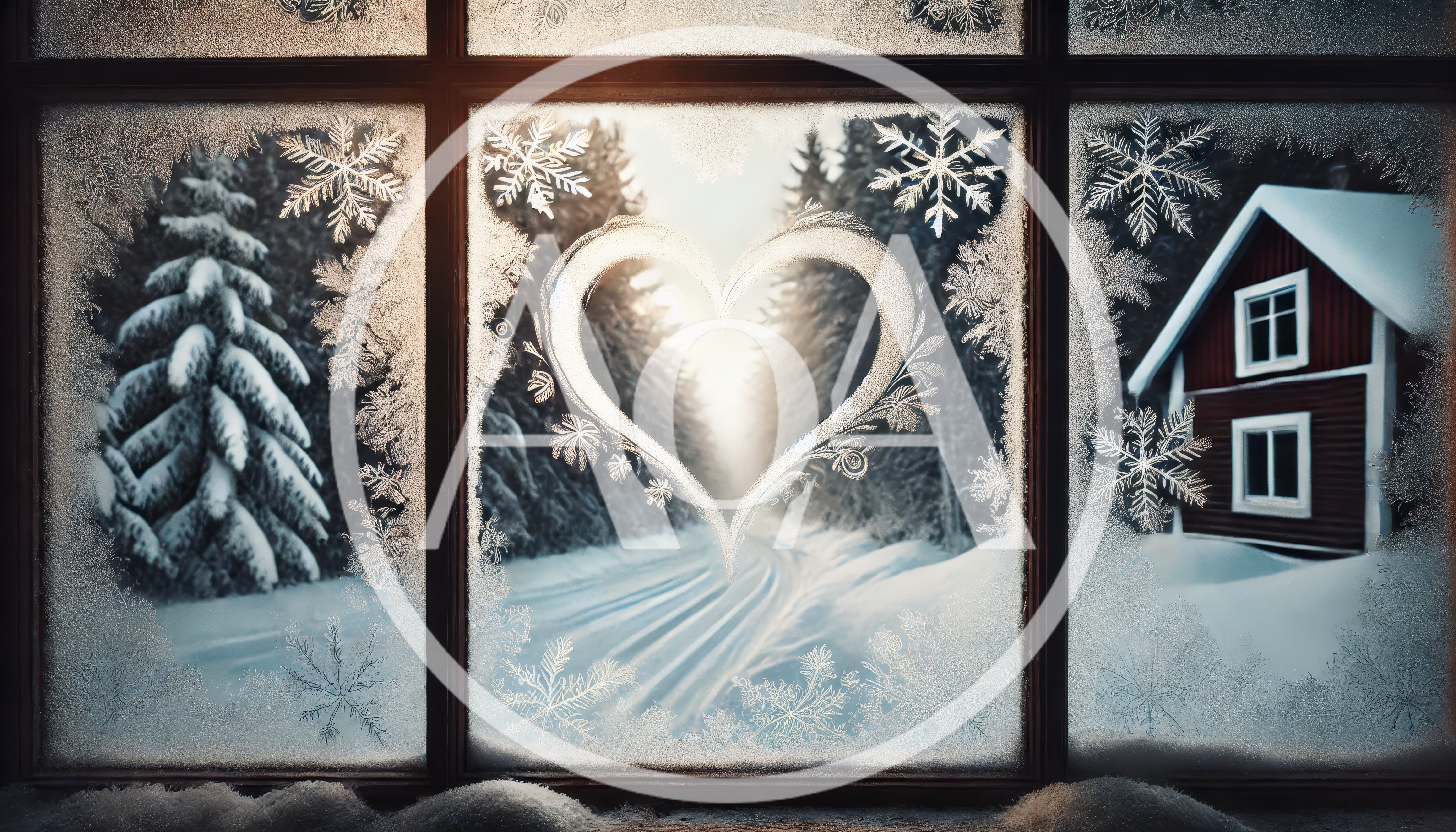 Heart Shape Drawn on Frosty Winter Window