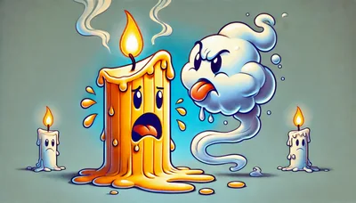 Cartoon Candle Being Scared By A Ghost