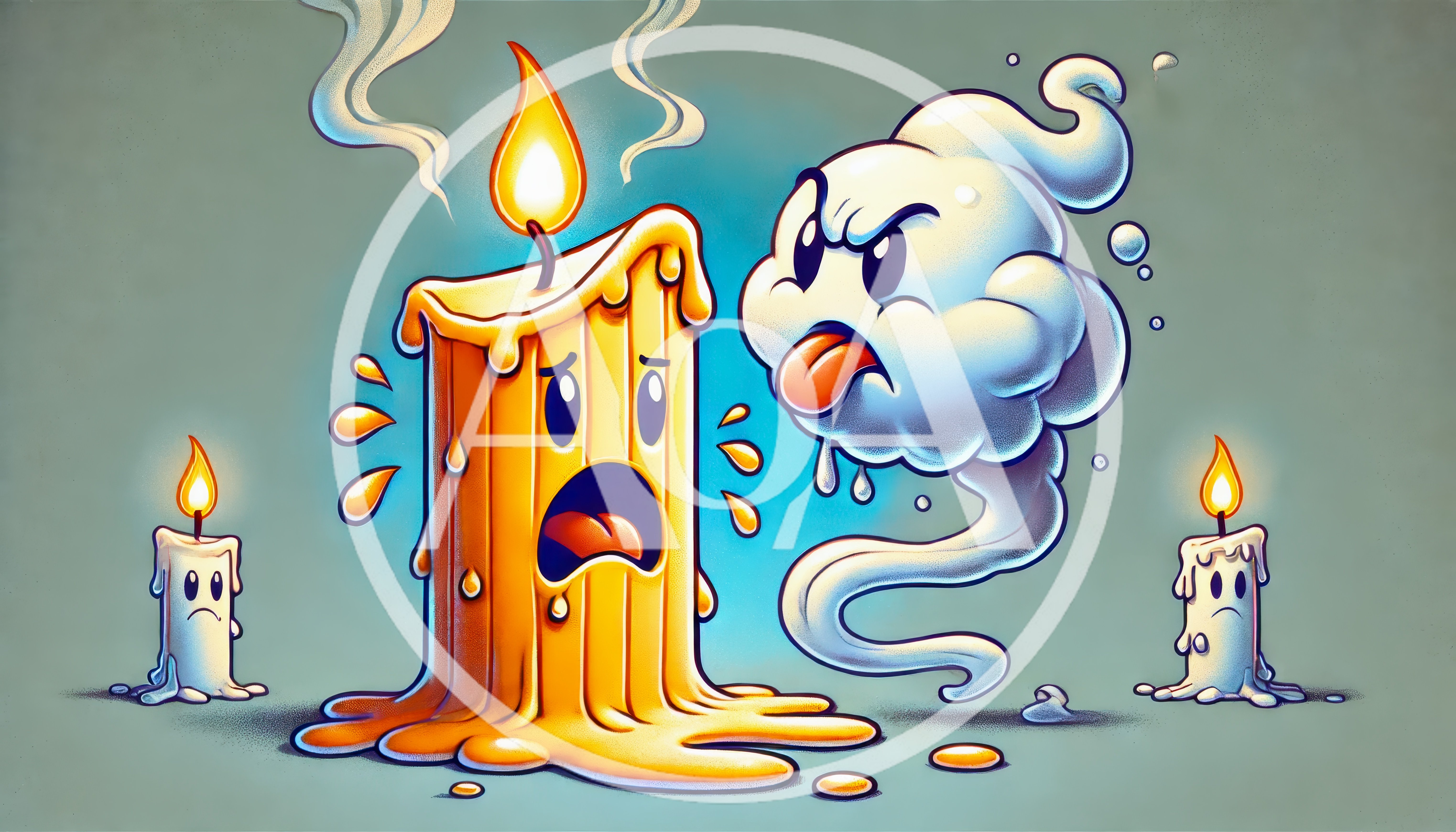 Cartoon Candle Being Scared By A Ghost
