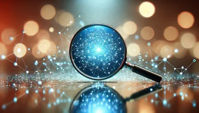 Magnifying Glass Over Glowing Digital Network Data