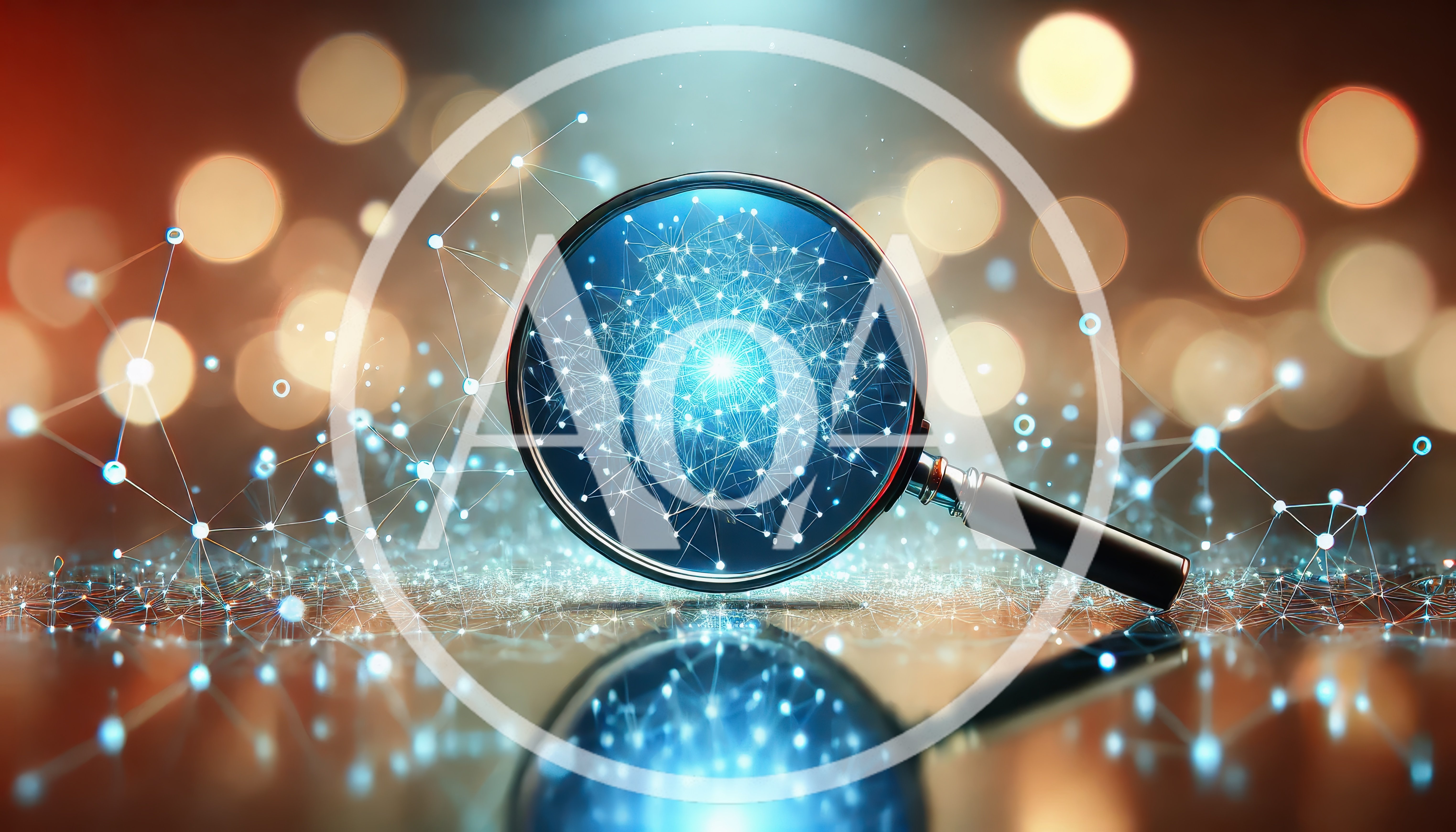 Magnifying Glass Over Glowing Digital Network Data