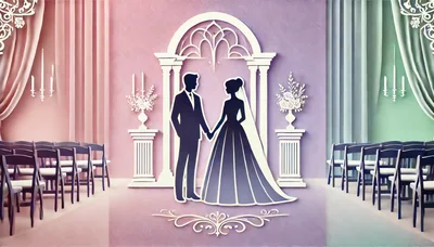 Wedding Ceremony Silhouette With Bride And Groom