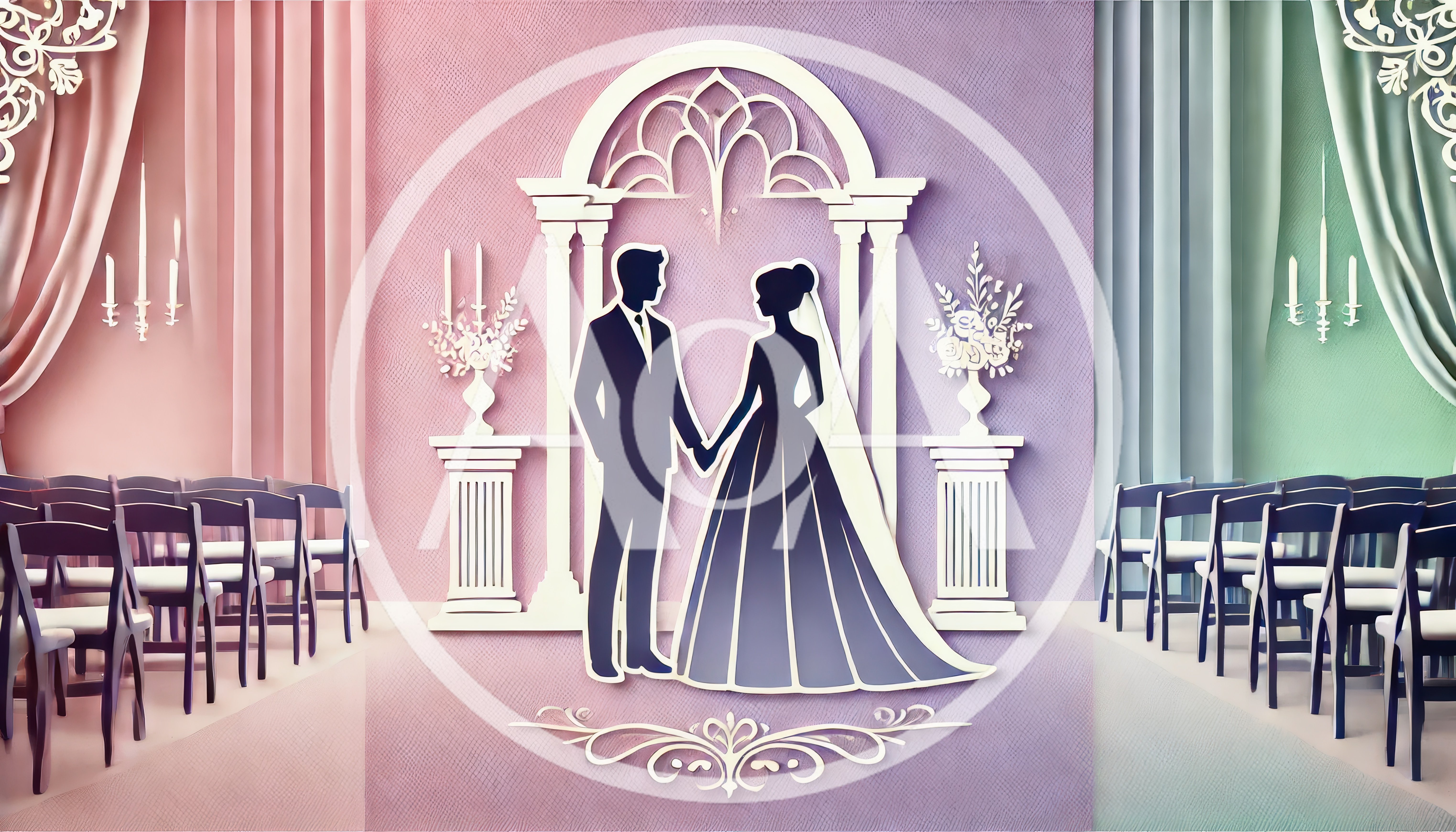Wedding Ceremony Silhouette With Bride And Groom