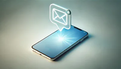 Glowing Digital Email Notification Icon Above Smartphone
