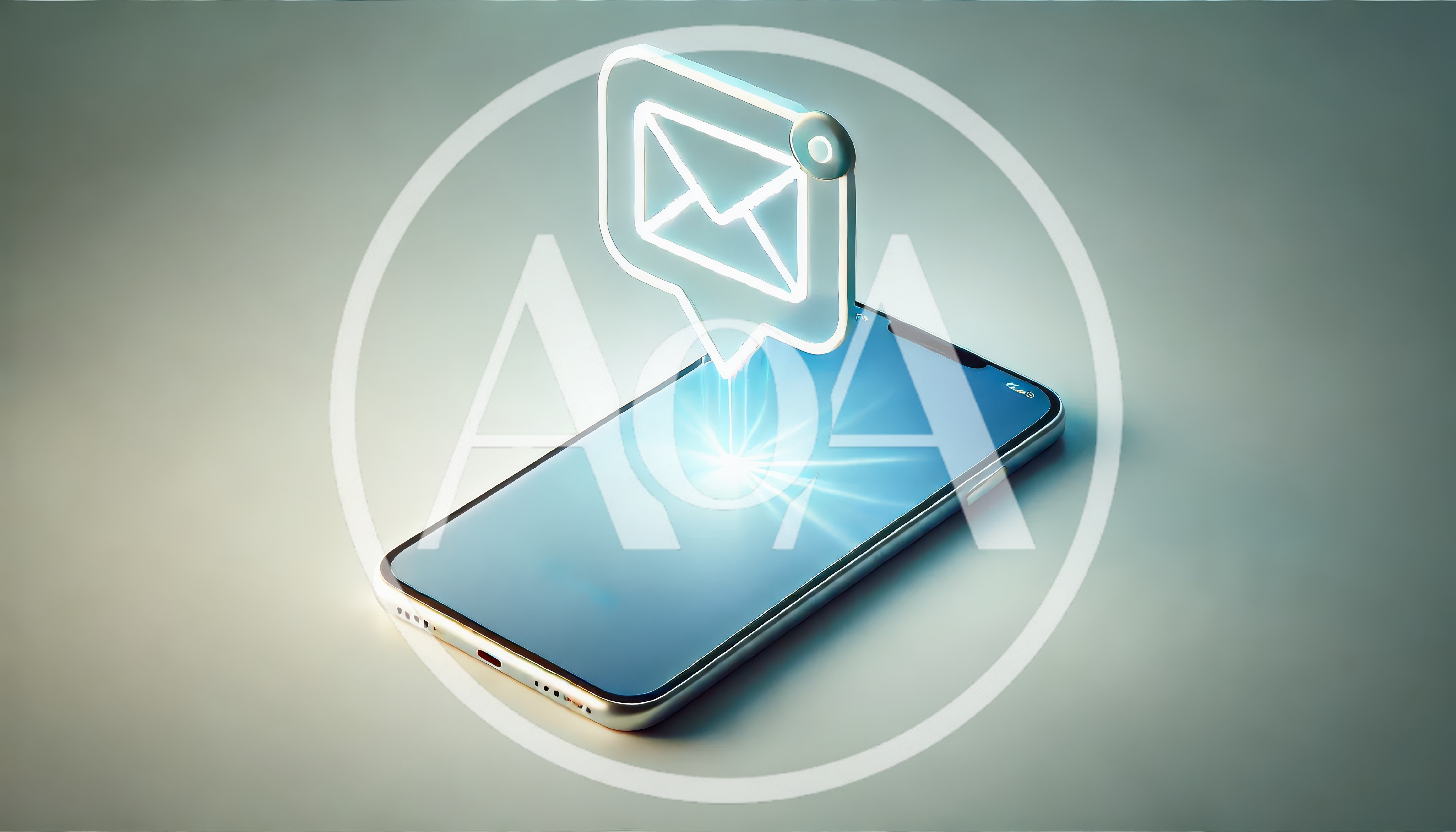 Glowing Digital Email Notification Icon Above Smartphone