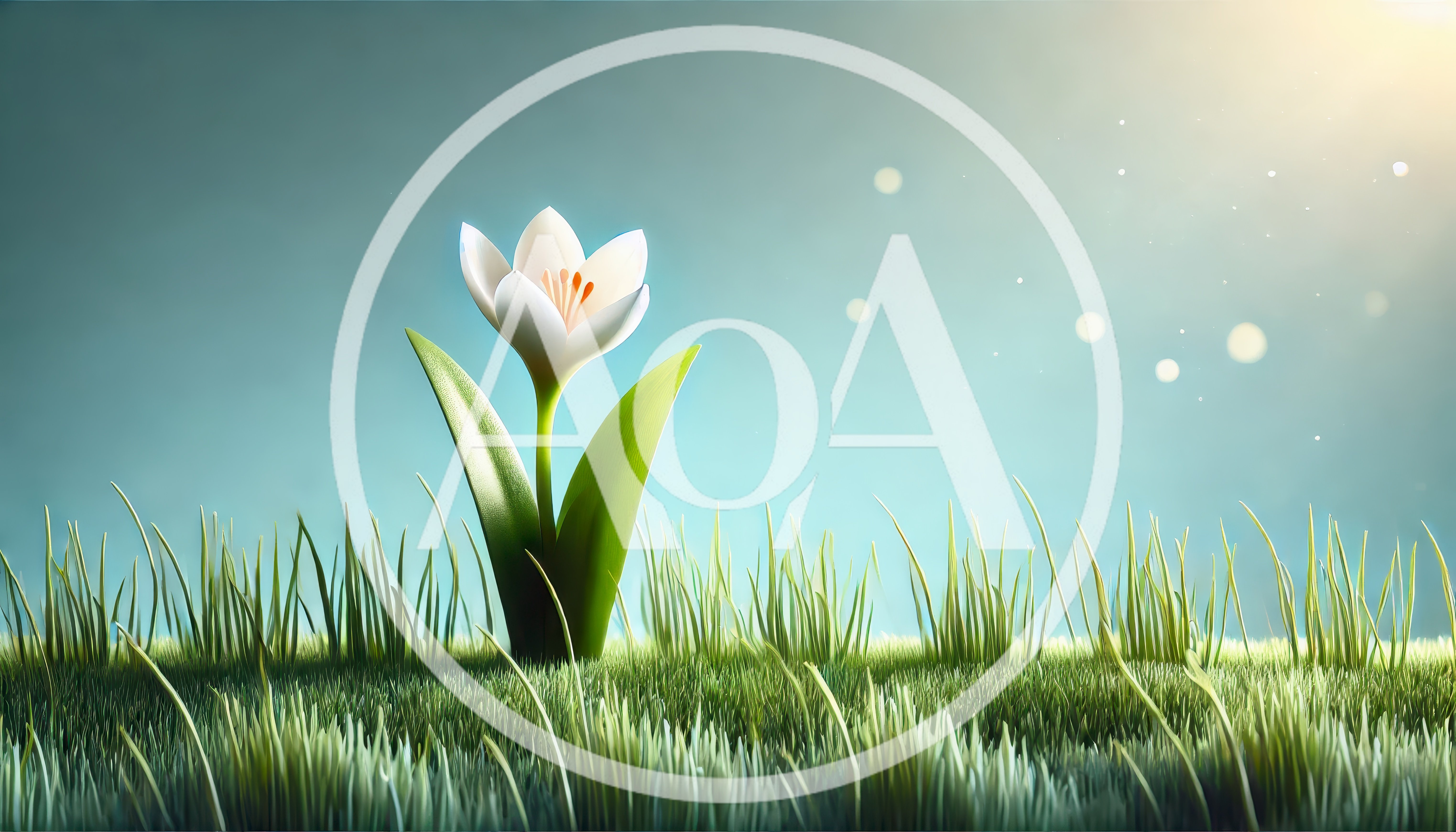 Single White Crocus Flower In Green Grass