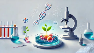 Scientific Laboratory Equipment With DNA And Plant Growth