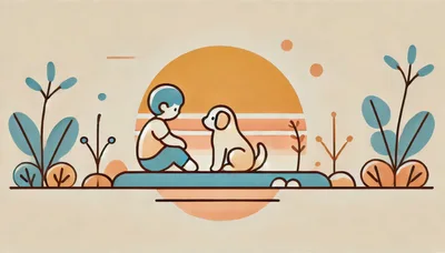 Minimalist Illustration of a Child and Dog