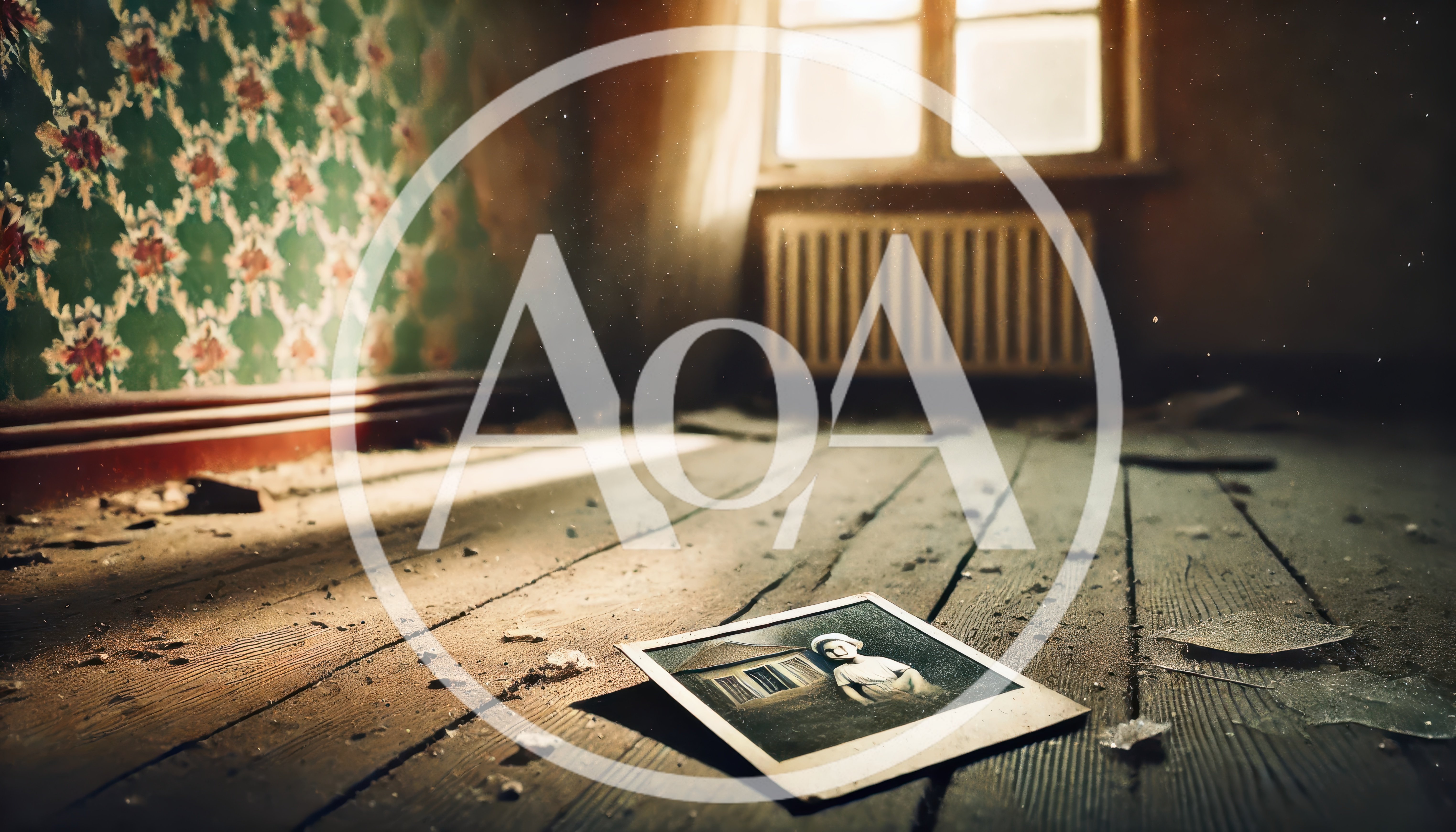 Old Photograph Lying On Dusty Wooden Floor