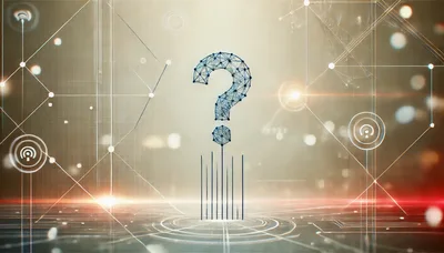 Digital Question Mark Symbol With Network Connectivity Nodes