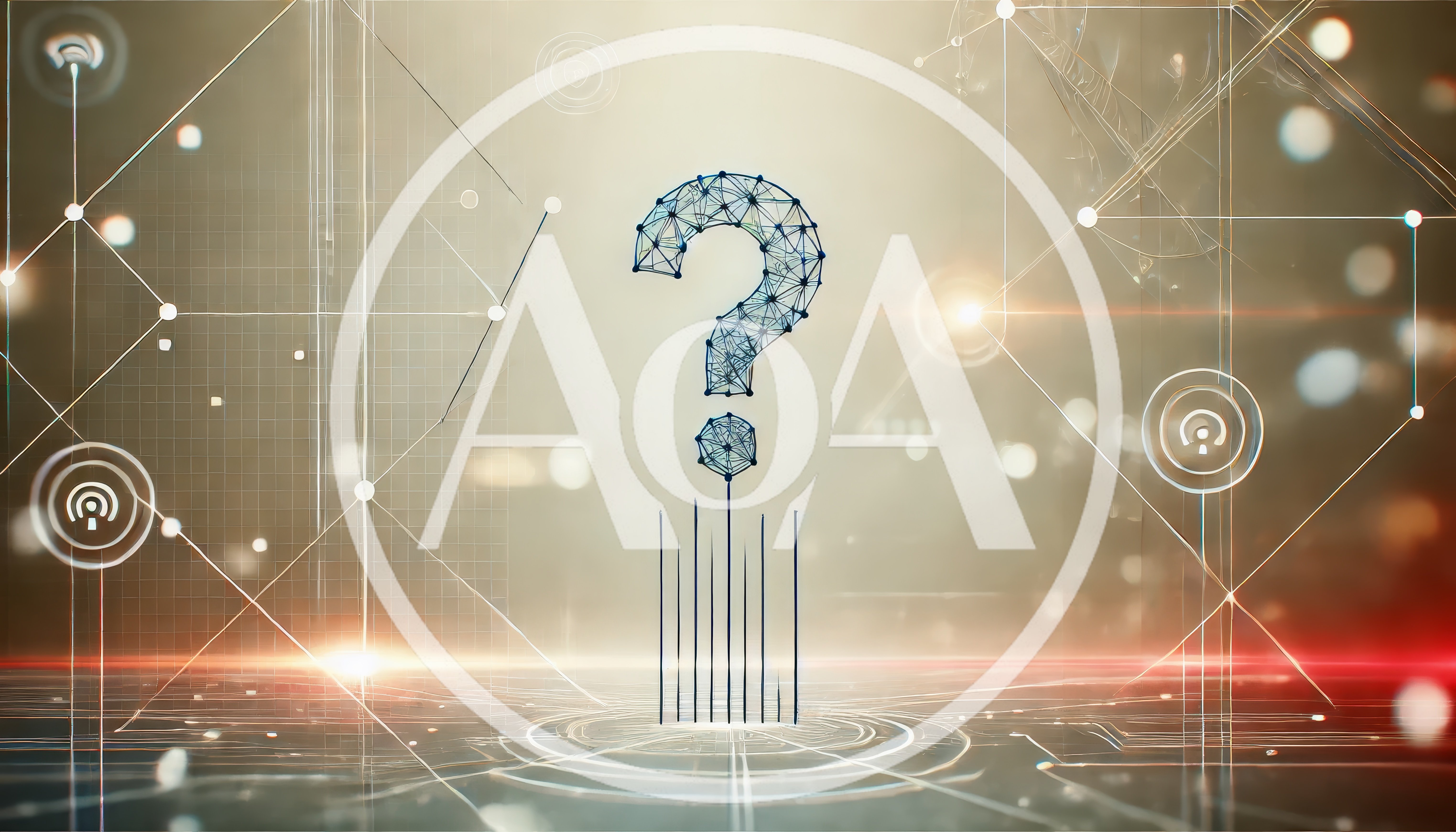 Digital Question Mark Symbol With Network Connectivity Nodes