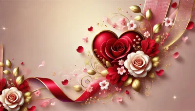 Romantic Heart Shaped Rose Arrangement With Ribbons