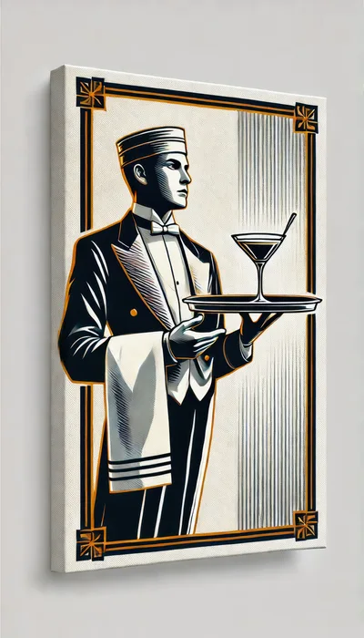 Art Deco Style Waiter Serving A Cocktail