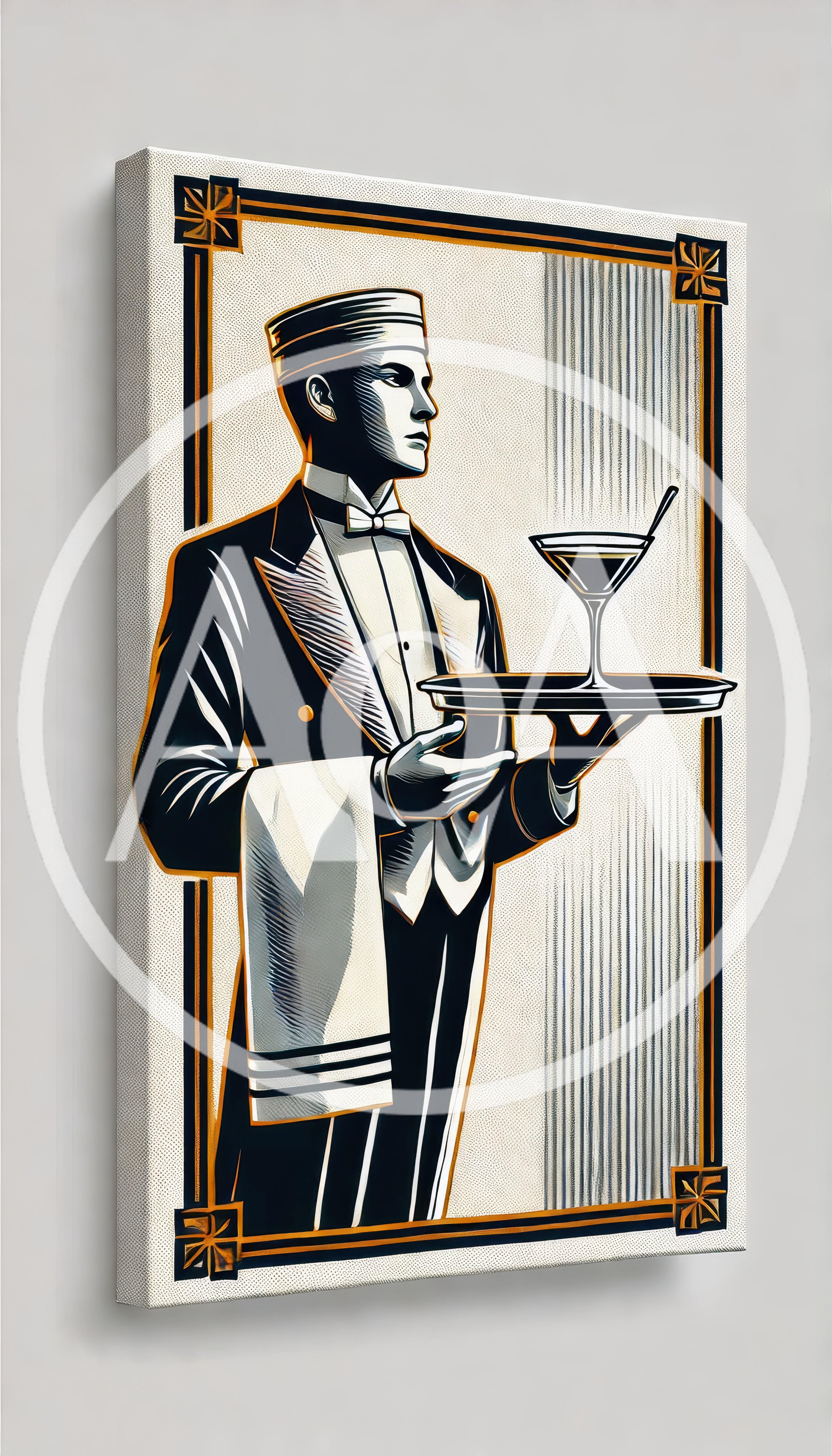 Art Deco Style Waiter Serving A Cocktail