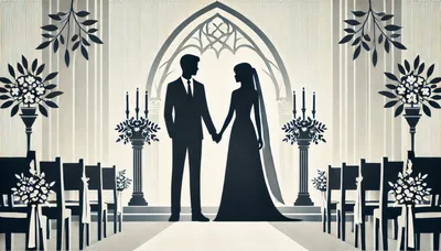 Silhouette Of A Bride And Groom At Wedding Ceremony
