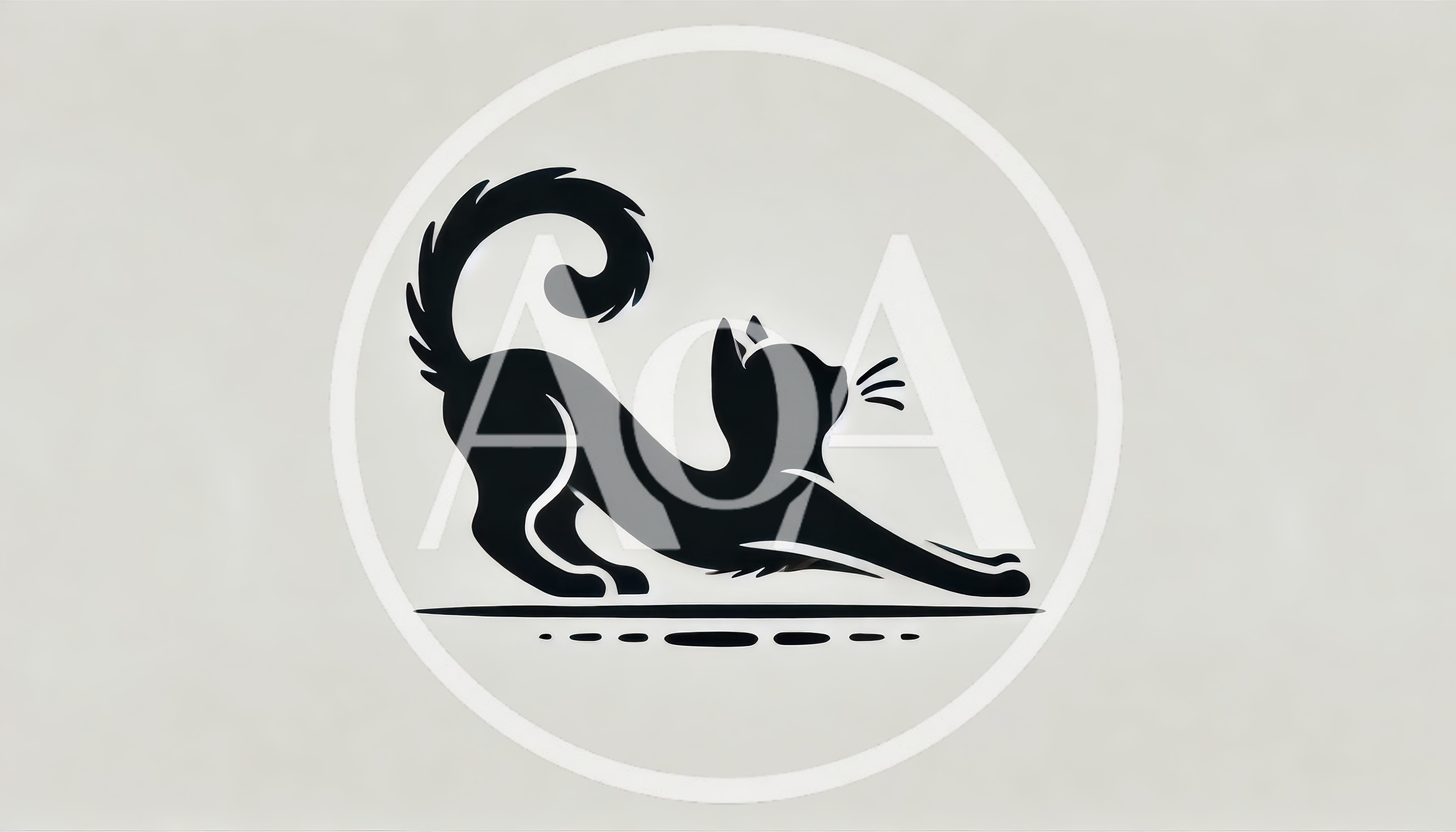 Minimalist Black Cat Silhouette Stretching