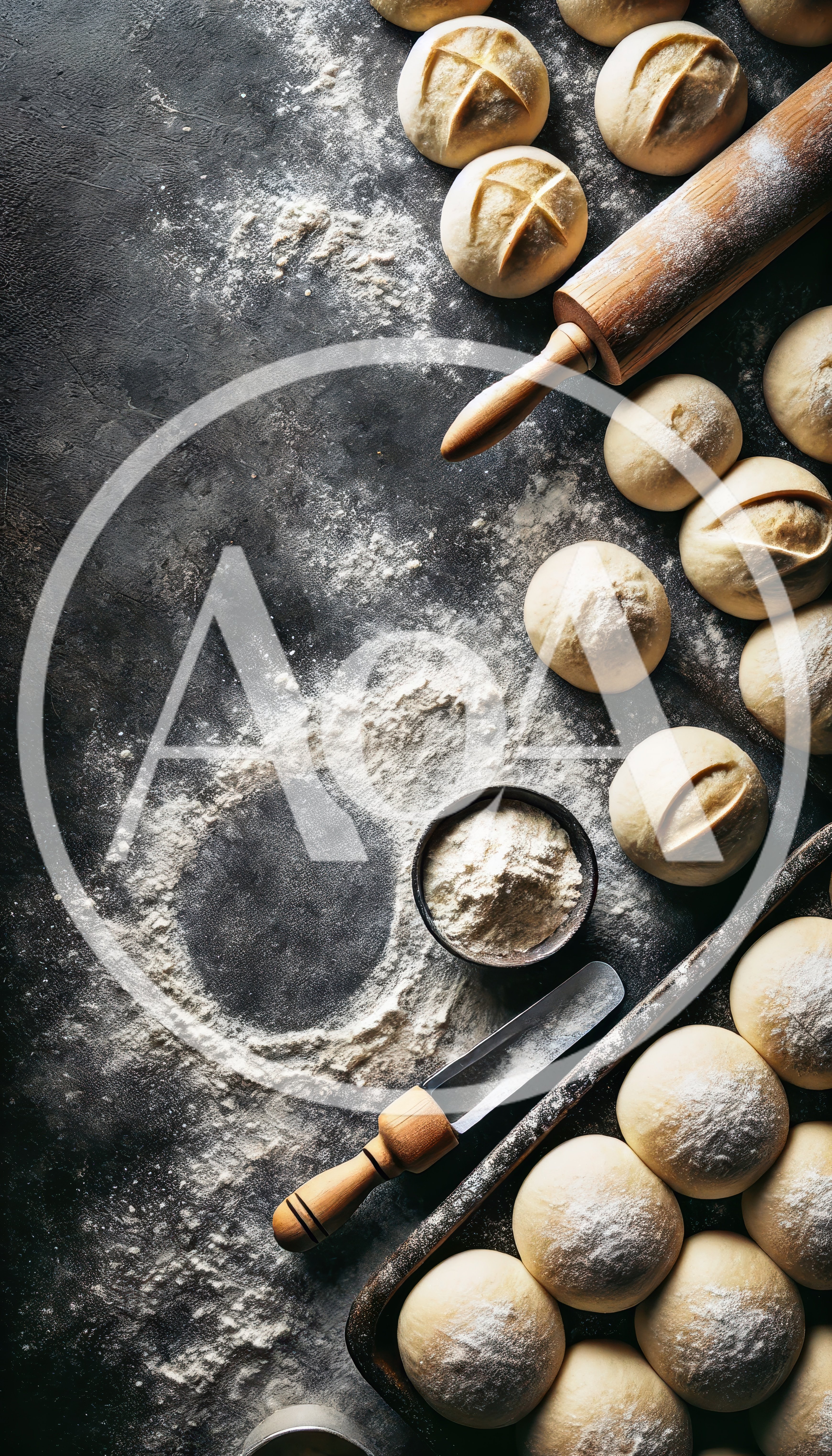 Dough Balls Prepared For Baking On Dark Surface