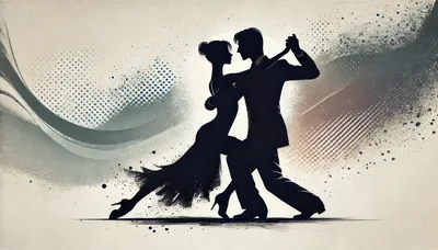 Silhouette Of A Couple Dancing Tango