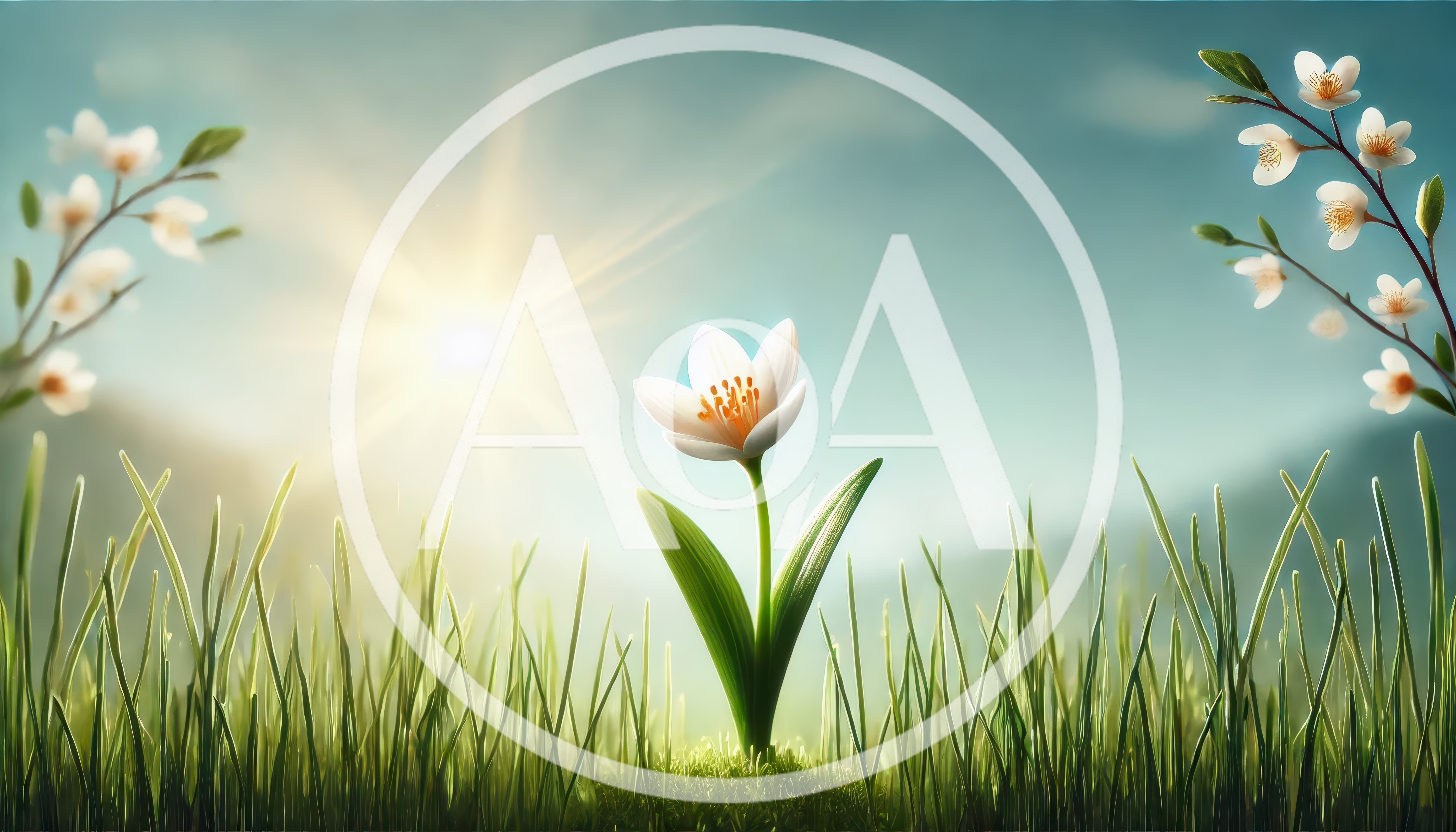 Single White Flower Blooming In Sunny Meadow