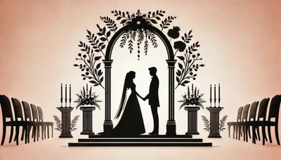 Silhouette Of A Bride And Groom At Wedding Altar
