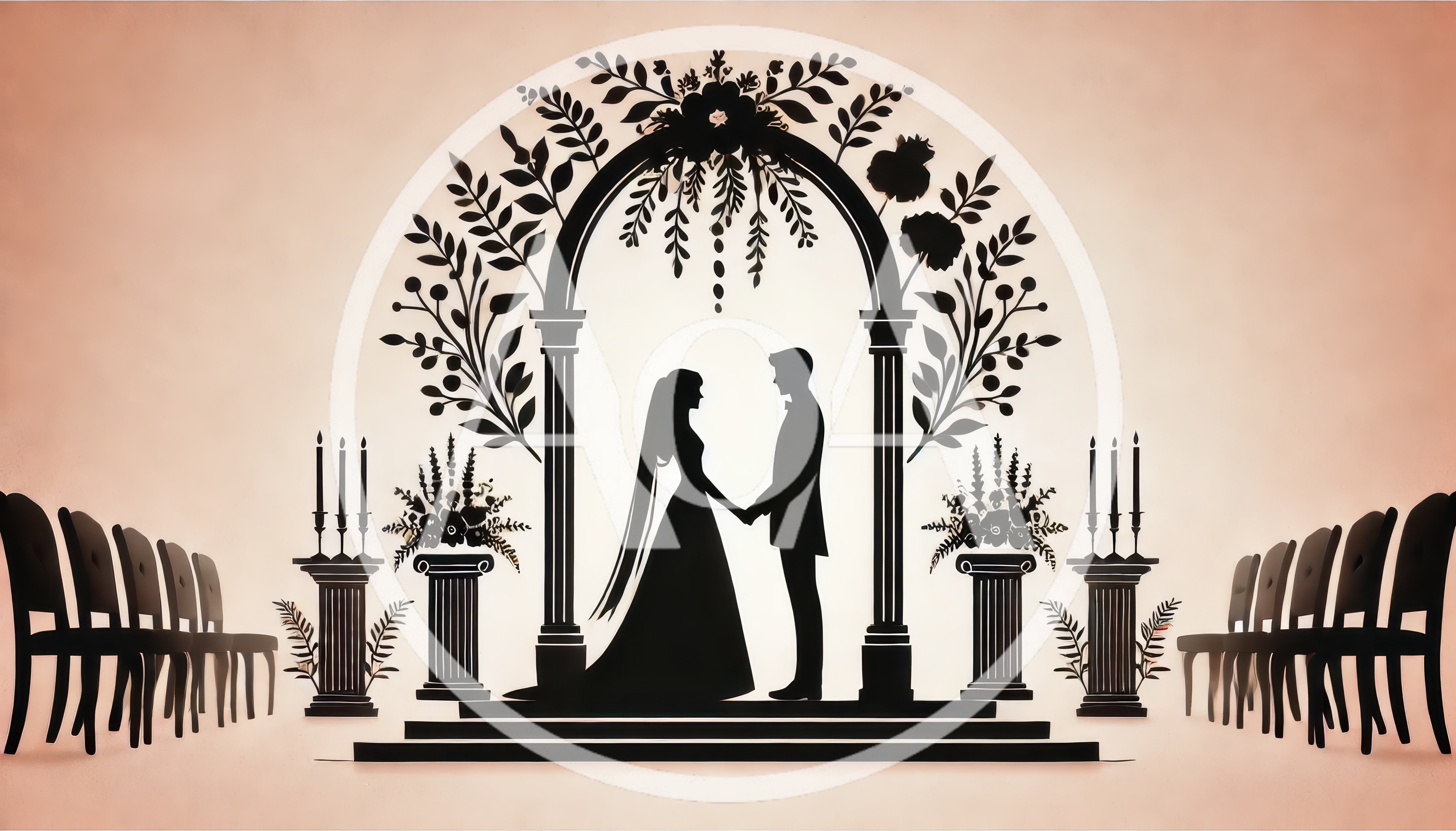 Silhouette Of A Bride And Groom At Wedding Altar