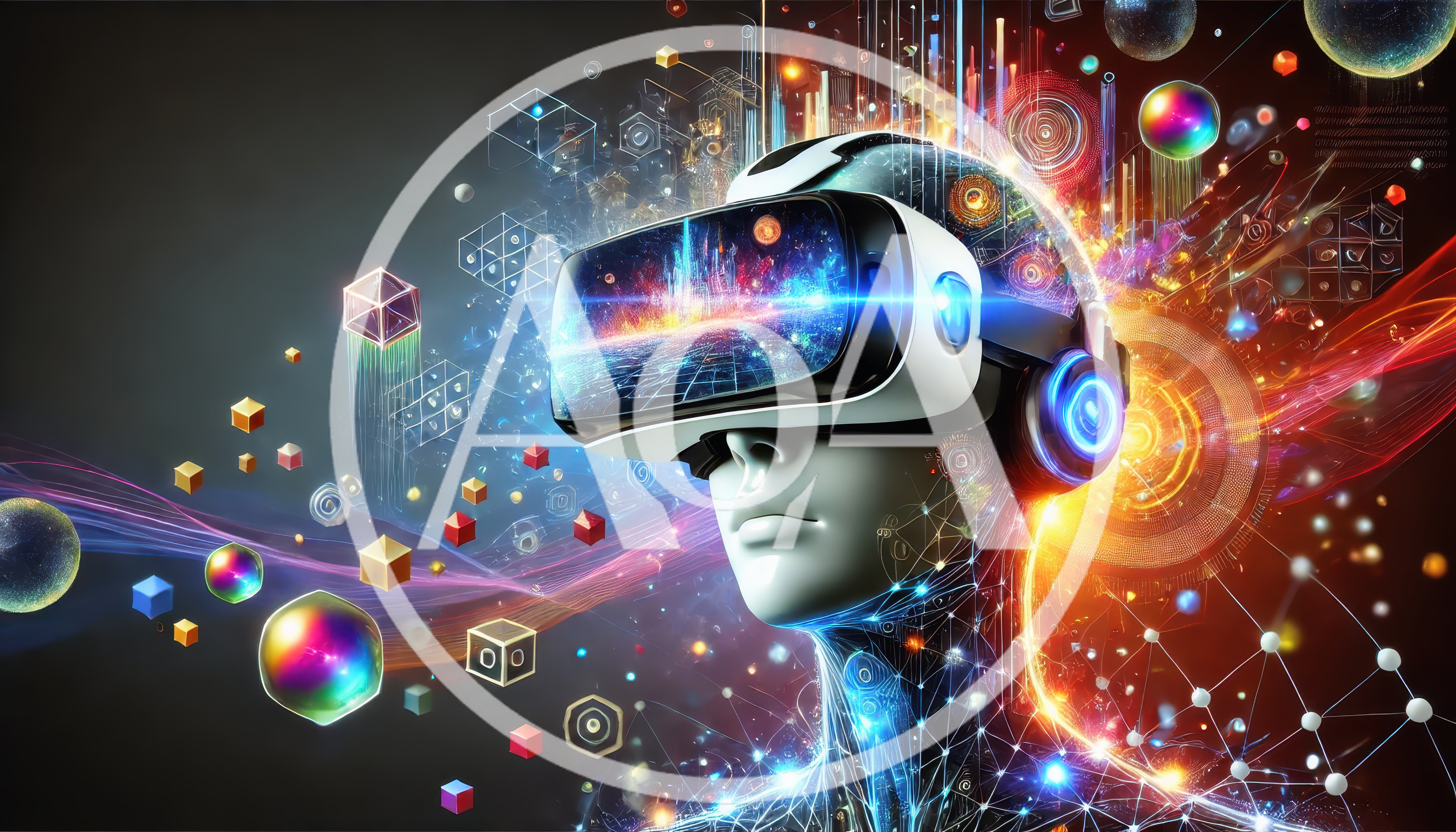 Futuristic Humanoid Wearing Virtual Reality Headset
