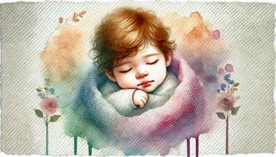 Watercolor Illustration Of A Sleeping Baby