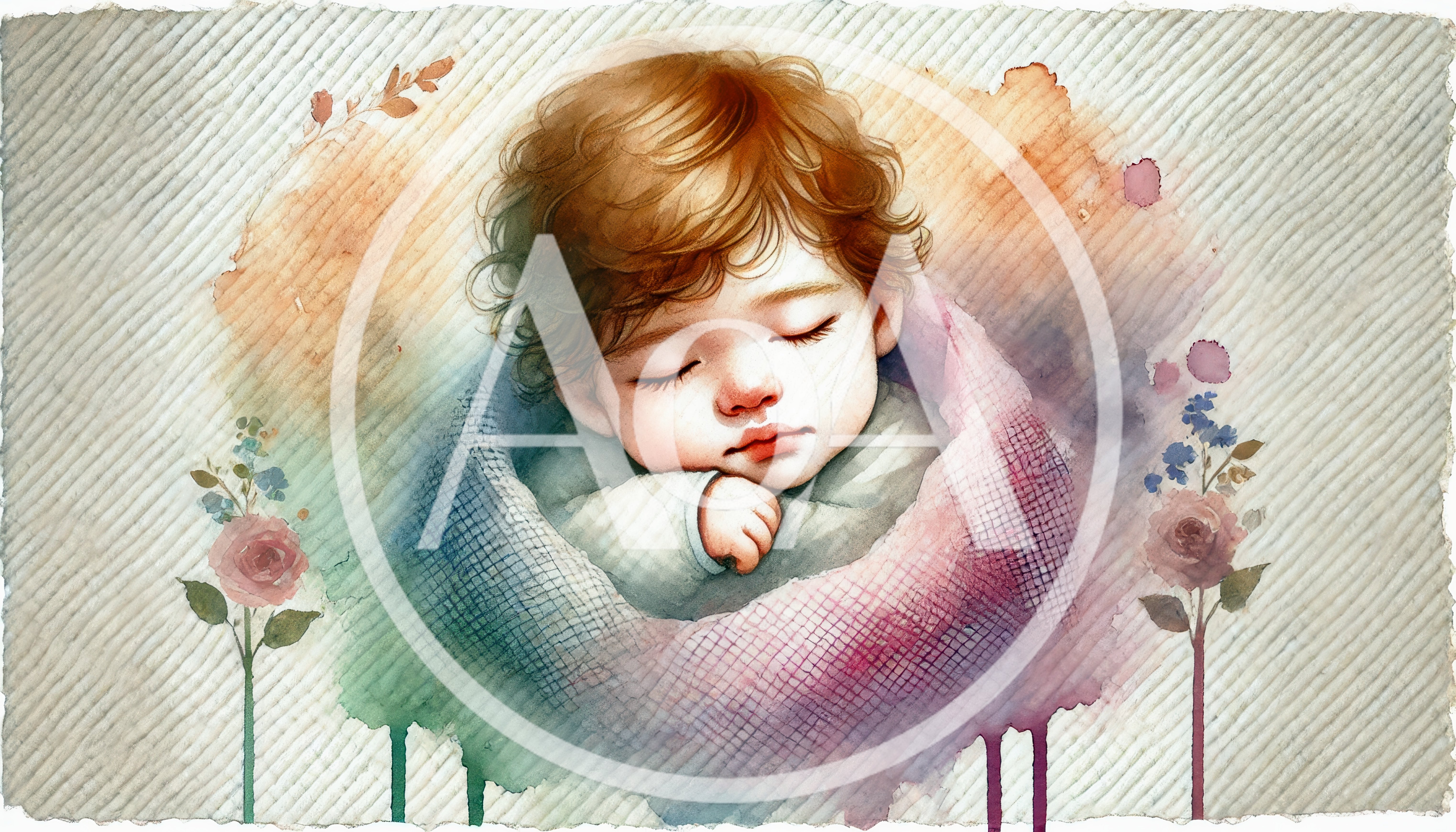 Watercolor Illustration Of A Sleeping Baby