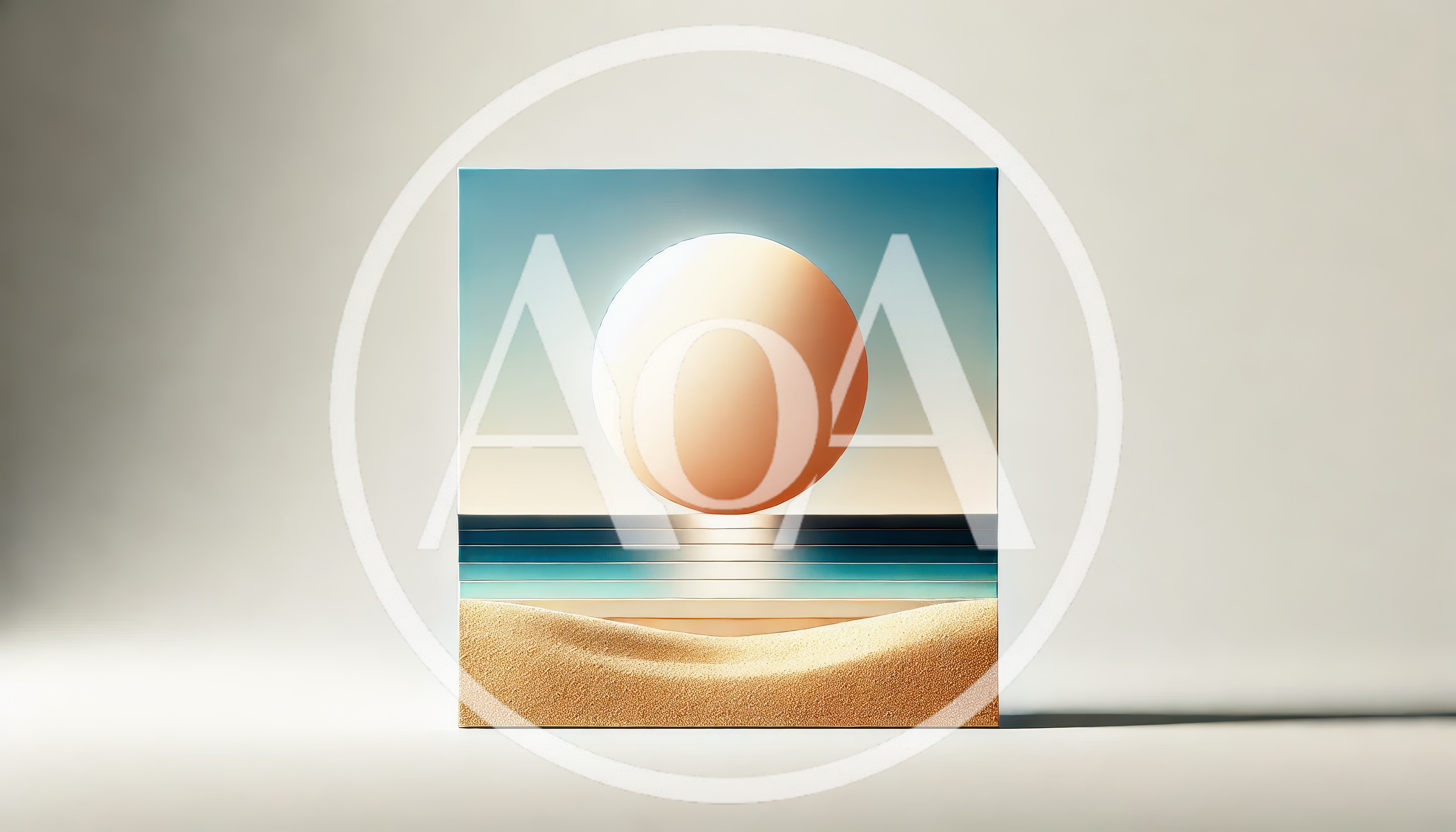 Minimalist Square Art Piece Featuring A Stylized Sunset