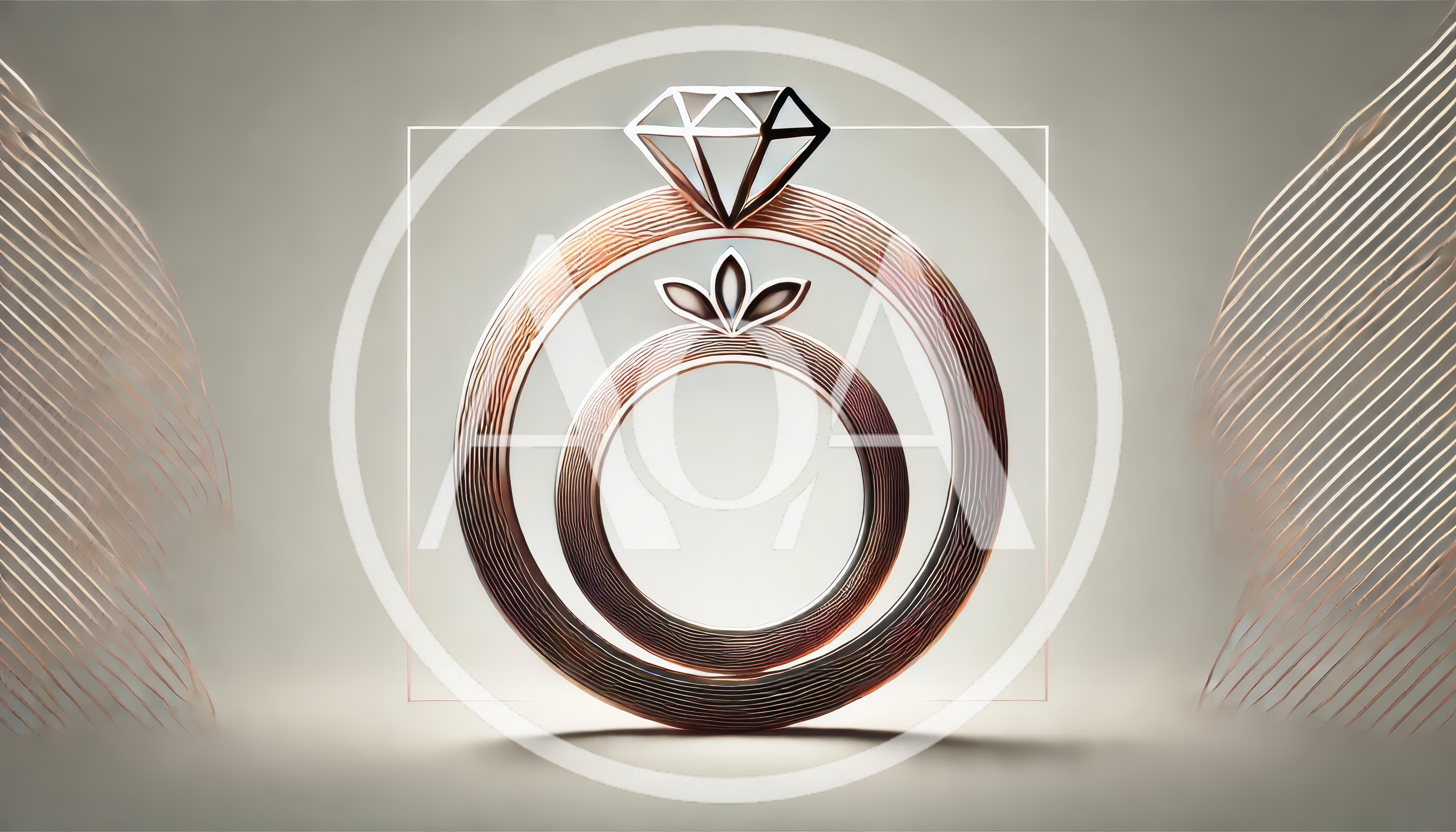 Abstract Rose Gold Rings With Diamond Icon